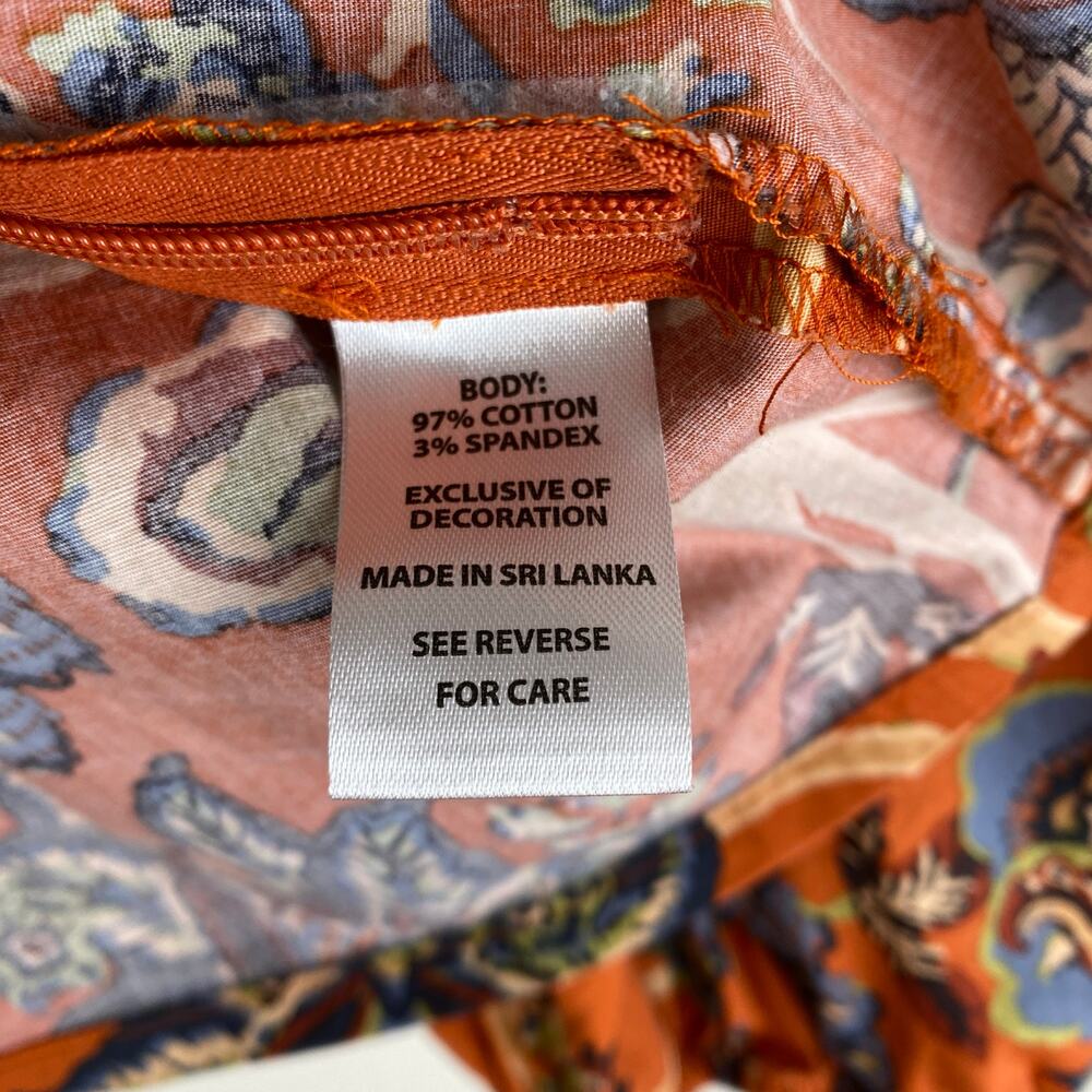 Spartina 449 Marcelle Blouse Floral Tree of Life Tomato Orange Size Medium Top - Picture 13 of 15